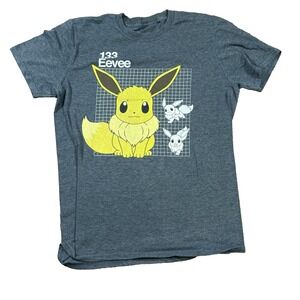 VTG Pokémon Eevee T-Shirt S/M Gray‎ Single Stitch Forest Badge Graphic Tee Y2K
